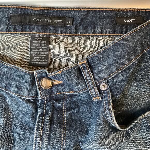 CALVIN KLEIN JEANS Men Straight Jeans size 34 Blue Mid Rise - Picture 8 of 11